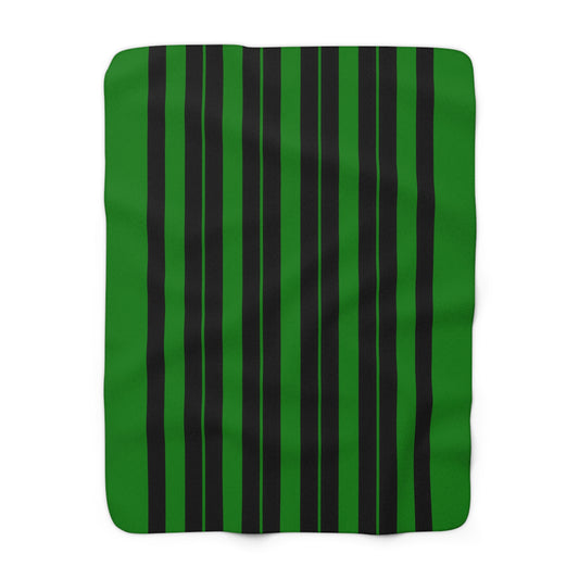 Green, Black Retro Stripes Blanket Throw