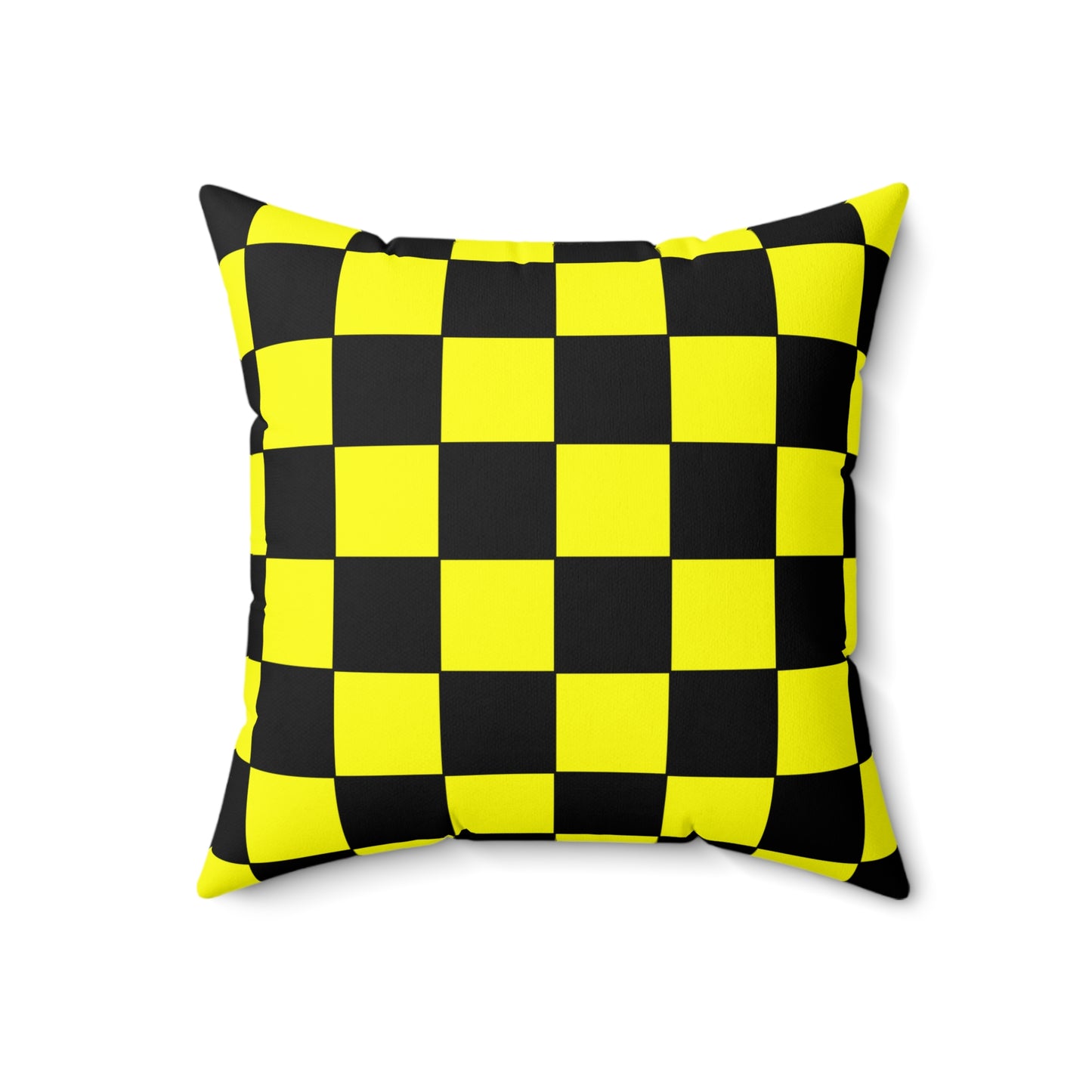 Yellow, Black Retro Check Cushion Pillow