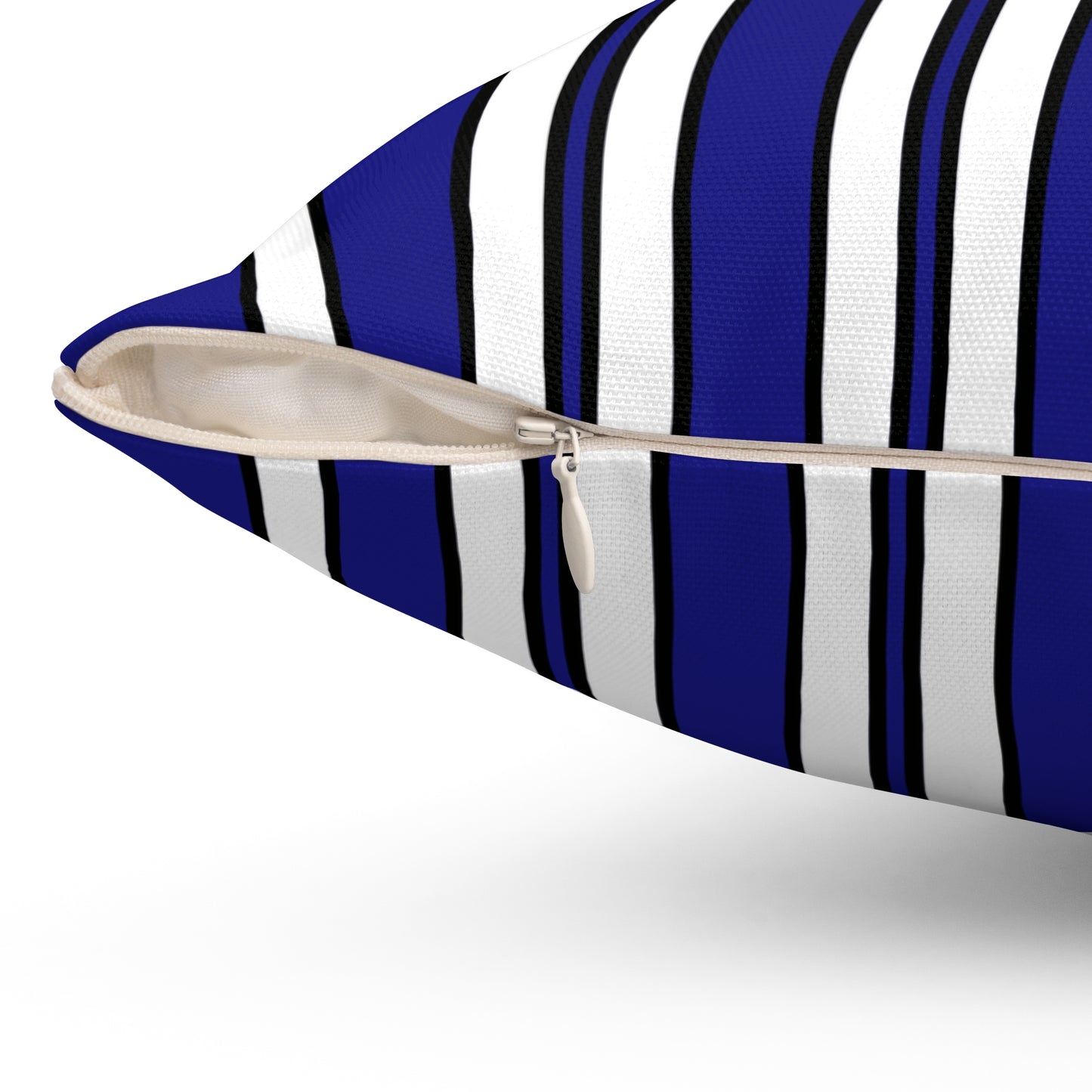 Navy Blue, White Retro Stripes Cushion Pillow