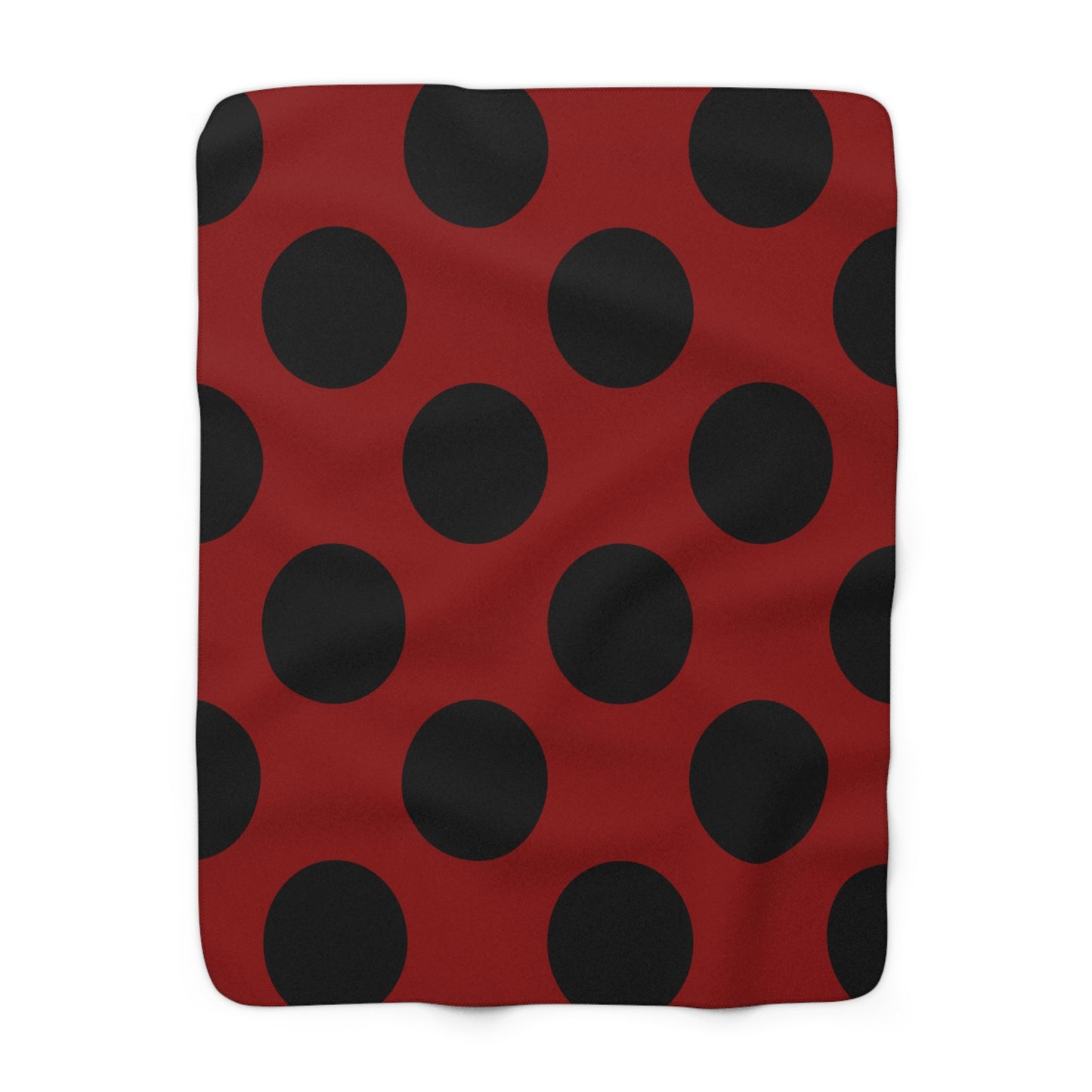 Dark Red, Black Retro Polka Dots Blanket Throw