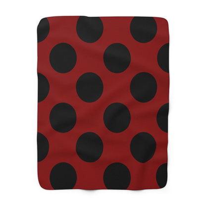 Dark Red, Black Retro Polka Dots Blanket Throw