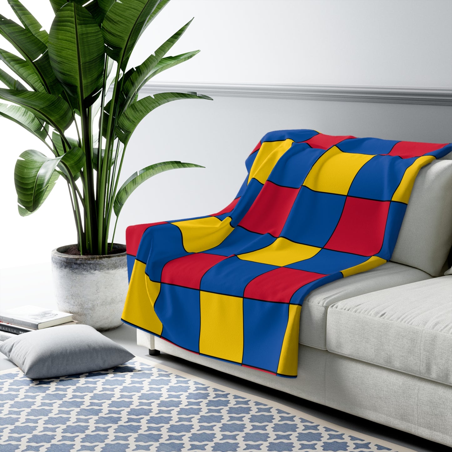 Aland Islands Retro Check Blanket Throw