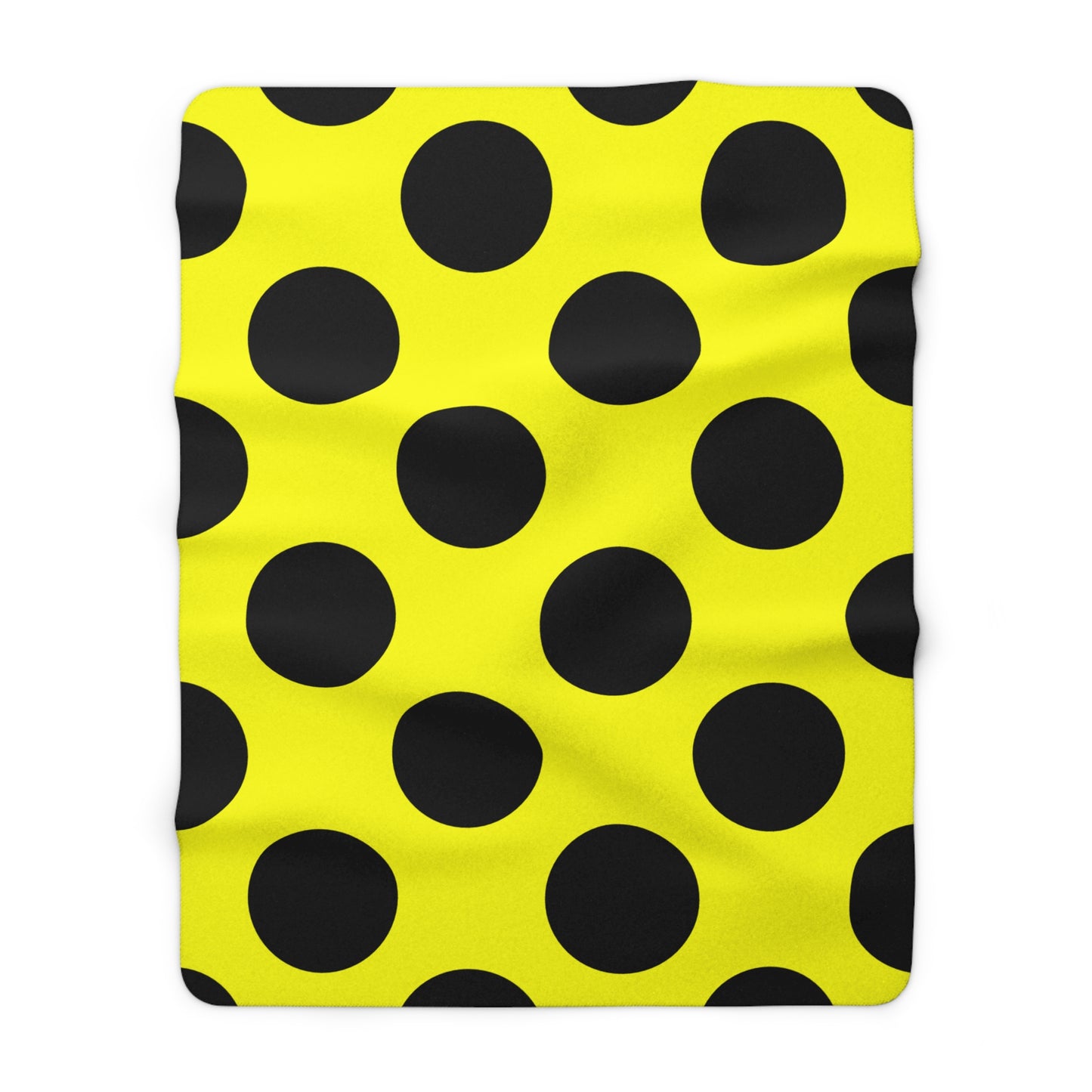 Yellow, Black Retro Polka Dots Blanket Throw