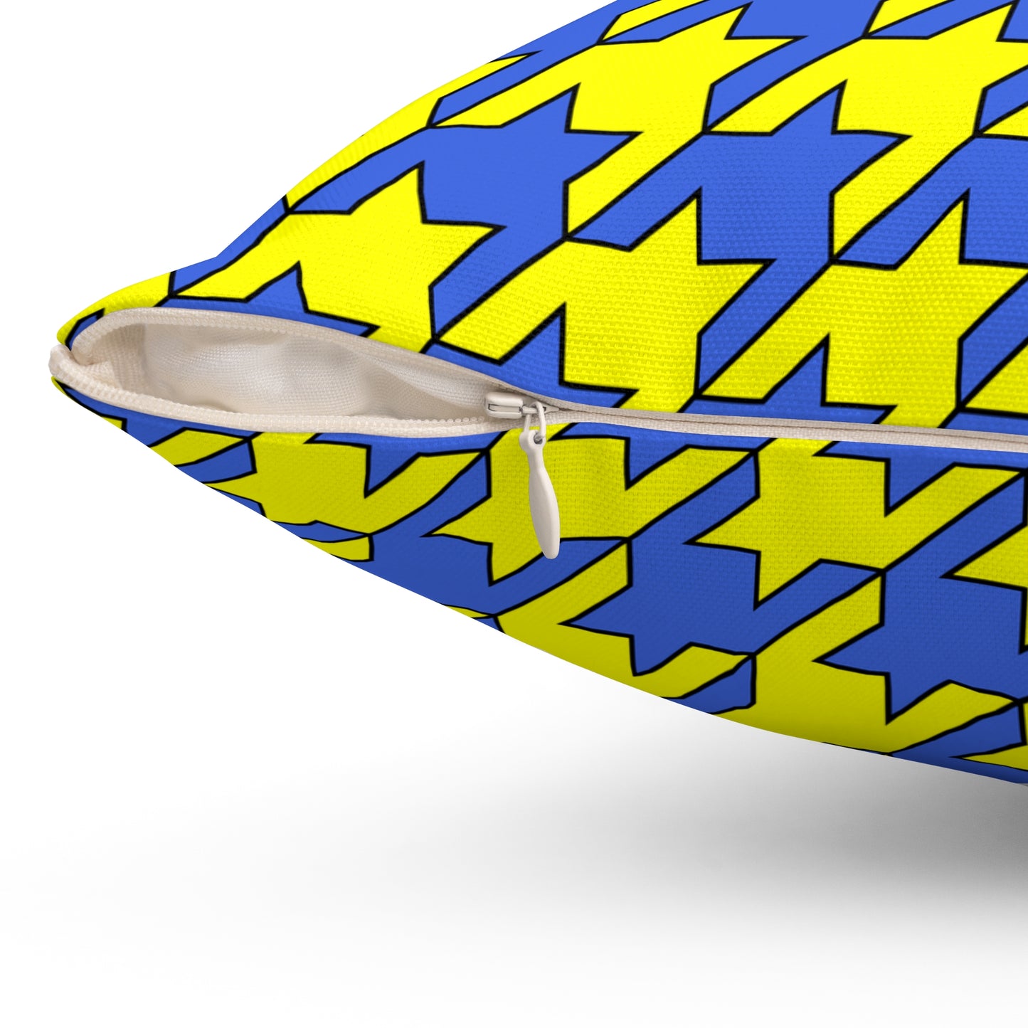 Royal Blue, Yellow Retro Houndstooth Cushion Pillow