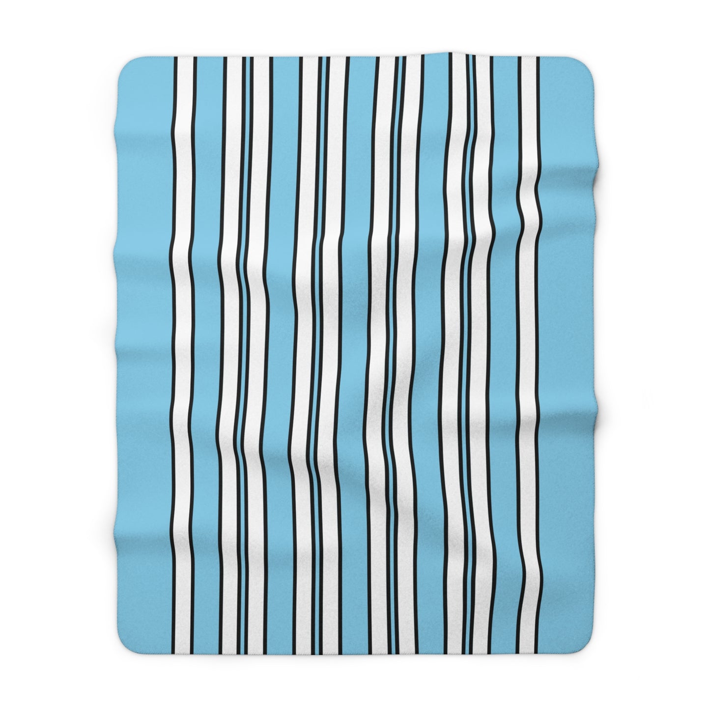 Sky Blue, White Retro Stripes Blanket Throw