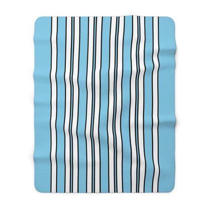 Sky Blue, White Retro Stripes Blanket Throw
