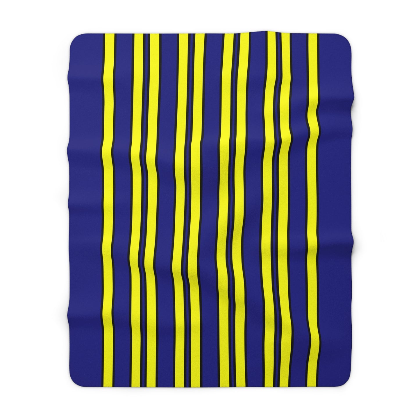 Navy Blue, Yellow Retro Stripes Blanket Throw