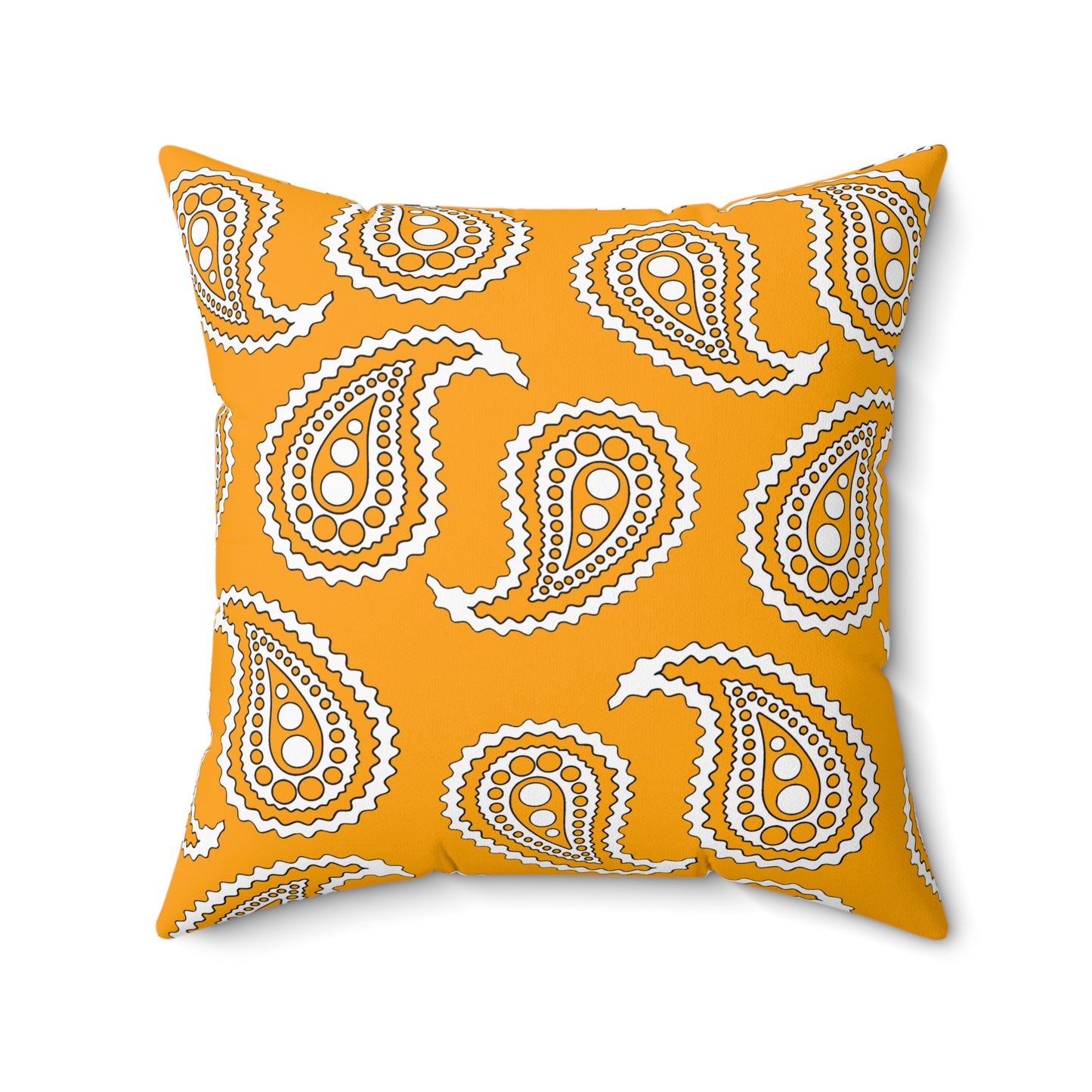 Orange, White Retro Paisley Cushion Pillow