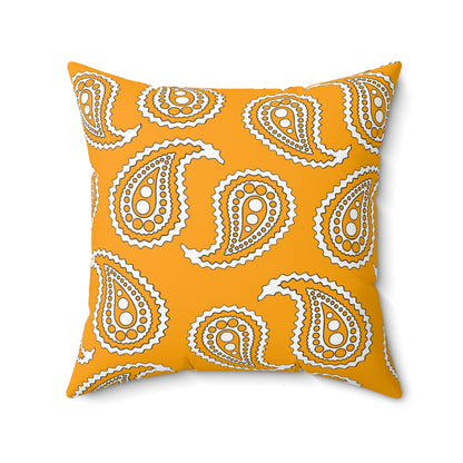 Orange, White Retro Paisley Cushion Pillow