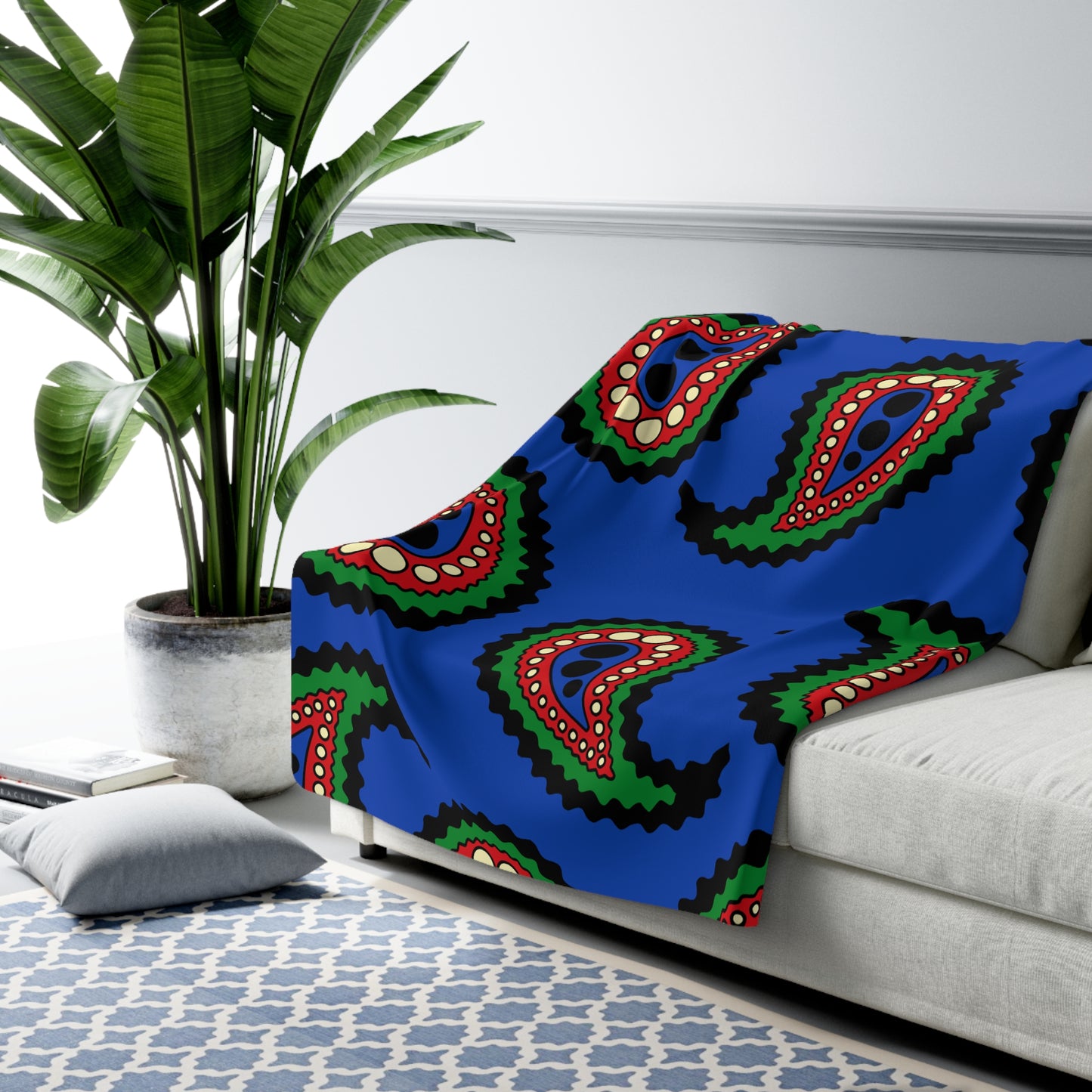 South Sudan Retro Paisley Blanket Throw