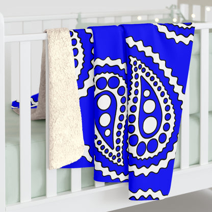 Blue, White Retro Paisley Blanket Throw