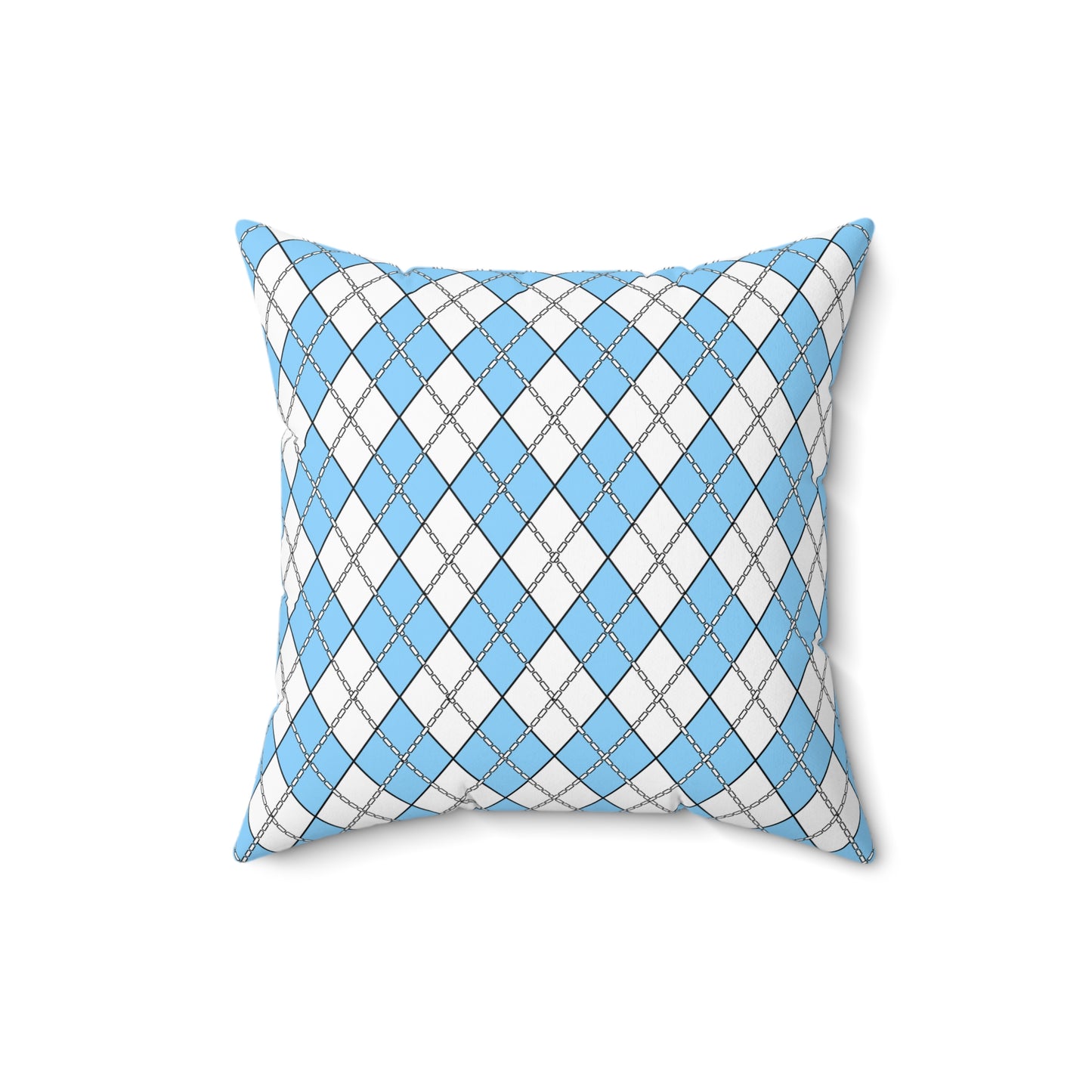 Light Blue, White Retro Argyle Cushion Pillow