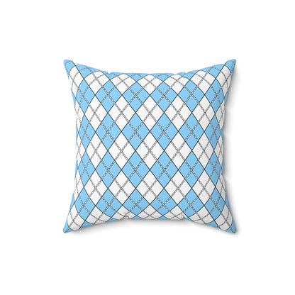 Light Blue, White Retro Argyle Cushion Pillow
