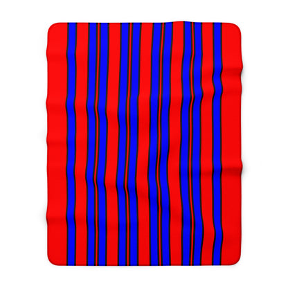 Red, Blue Retro Stripes Blanket Throw