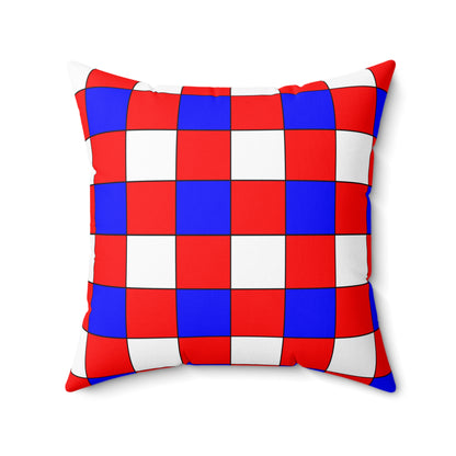 Red, White, Blue Retro Check Cushion Pillow