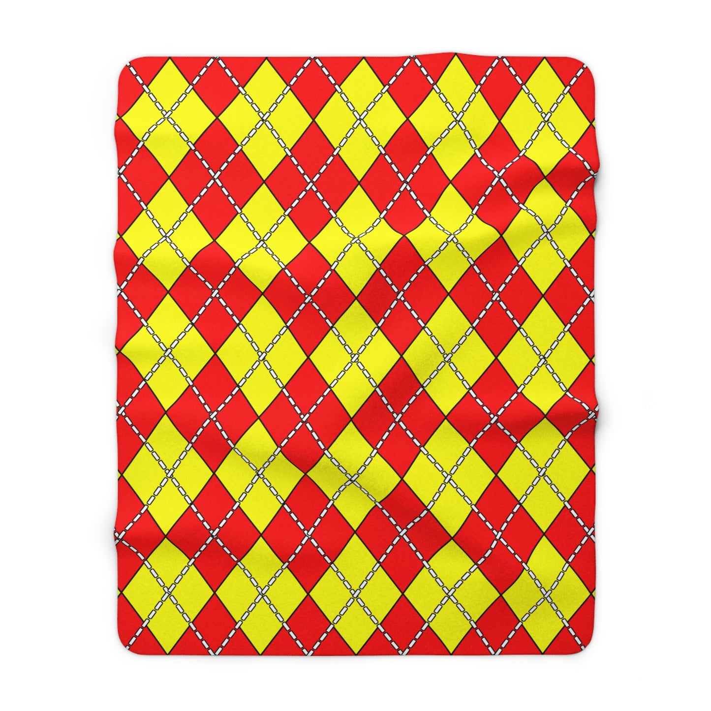 Red, Yellow Retro Argyle Blanket Throw