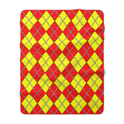 Red, Yellow Retro Argyle Blanket Throw