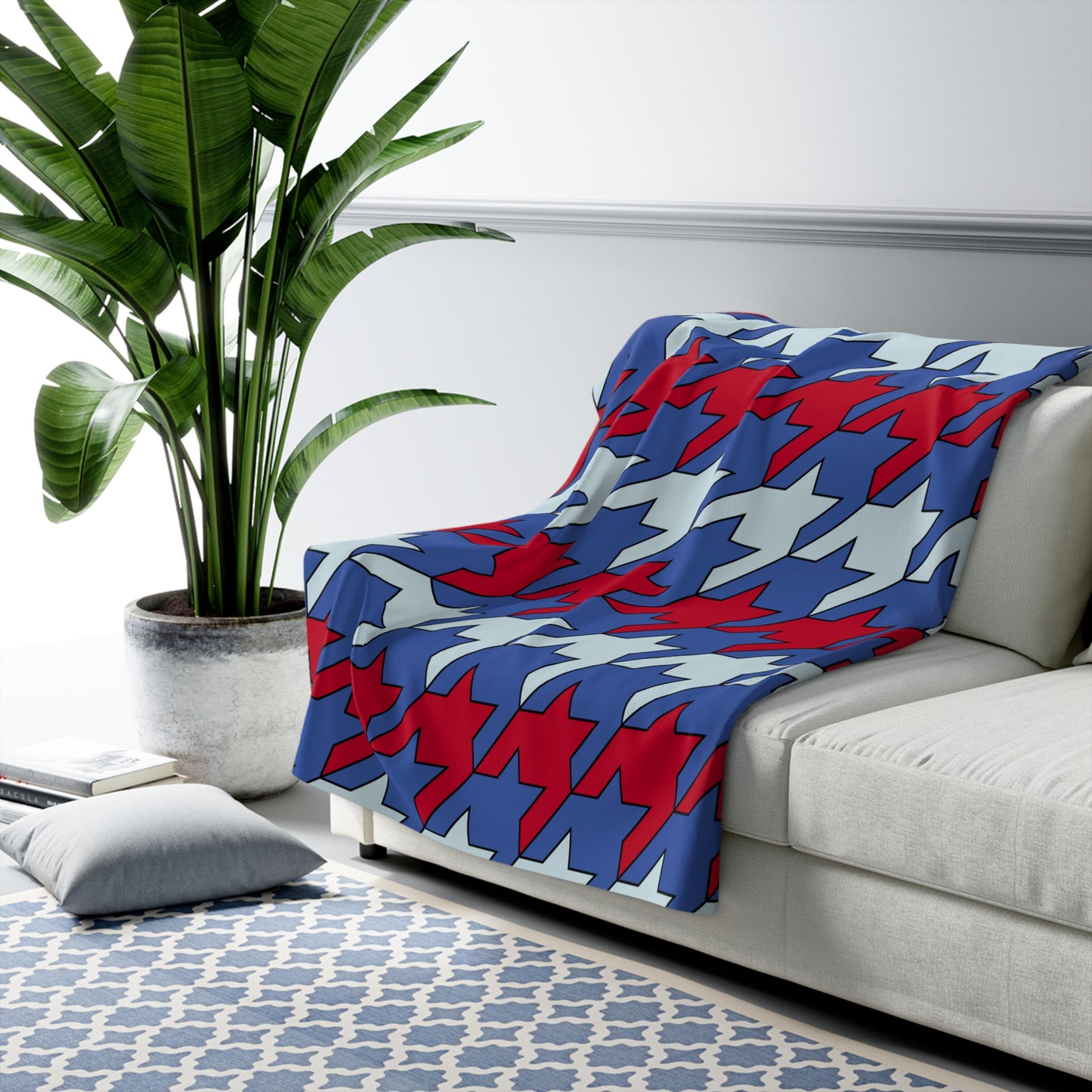 Guam Retro Houndstooth Blanket Throw