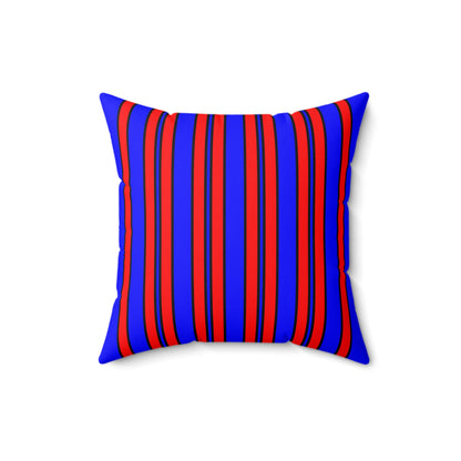 Blue, Red Retro Stripes Cushion Pillow