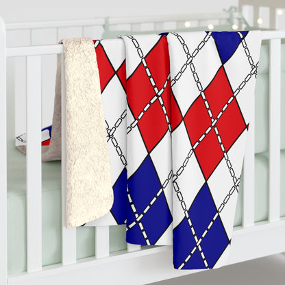 French Guiana Retro Argyle Blanket Throw
