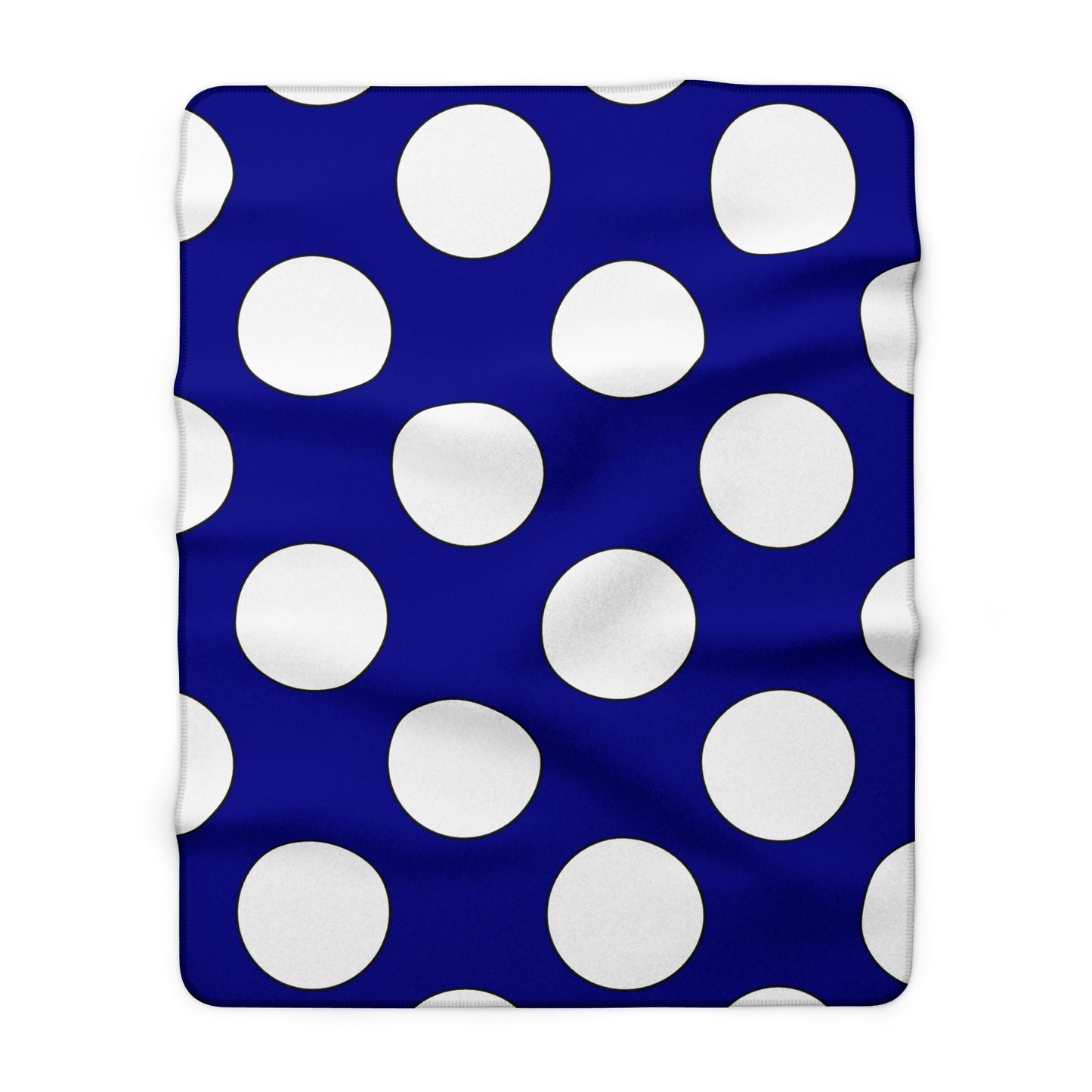 Dark Blue, White Retro Polka Dots Blanket Throw