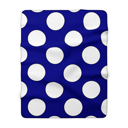 Dark Blue, White Retro Polka Dots Blanket Throw