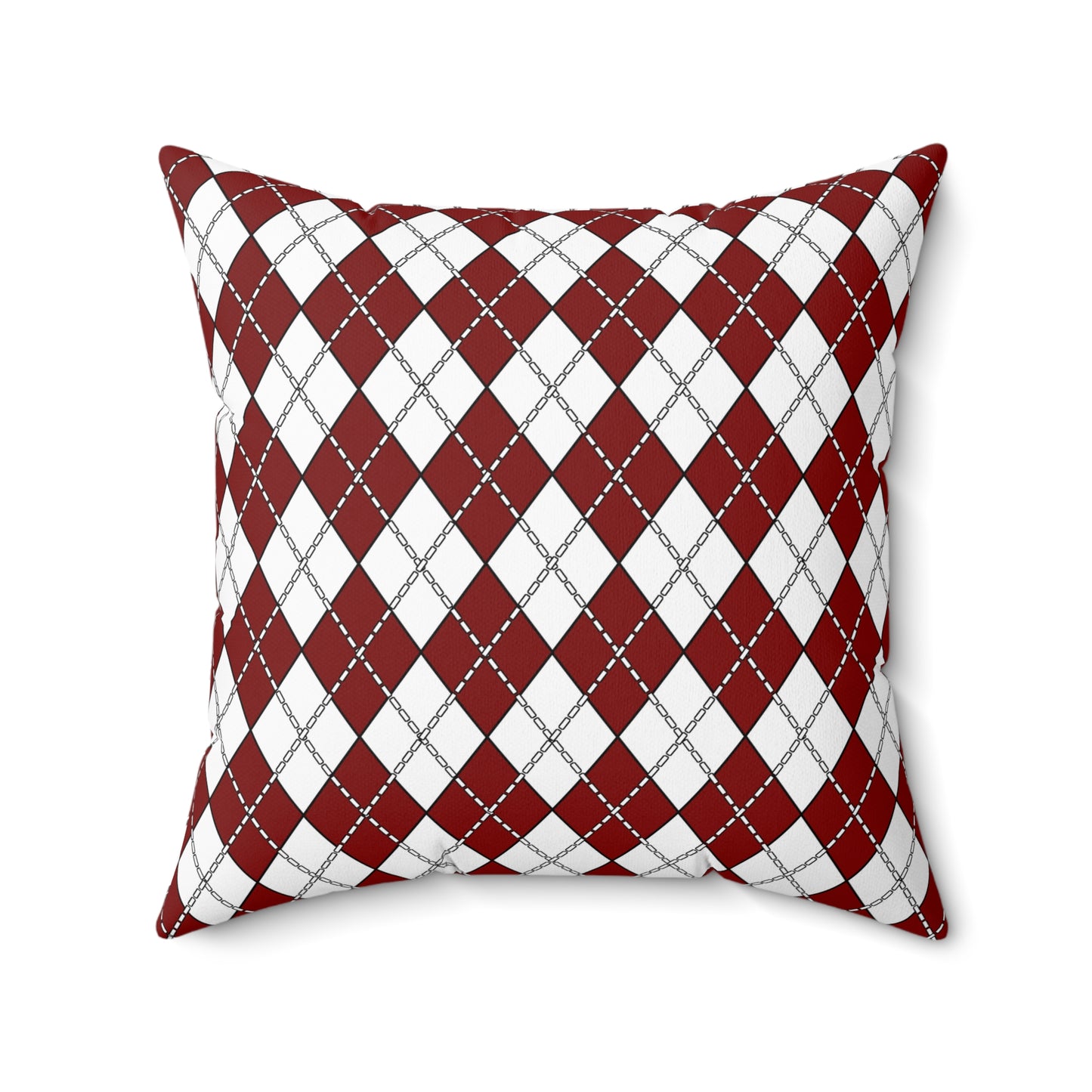 Maroon, White Retro Argyle Cushion Pillow