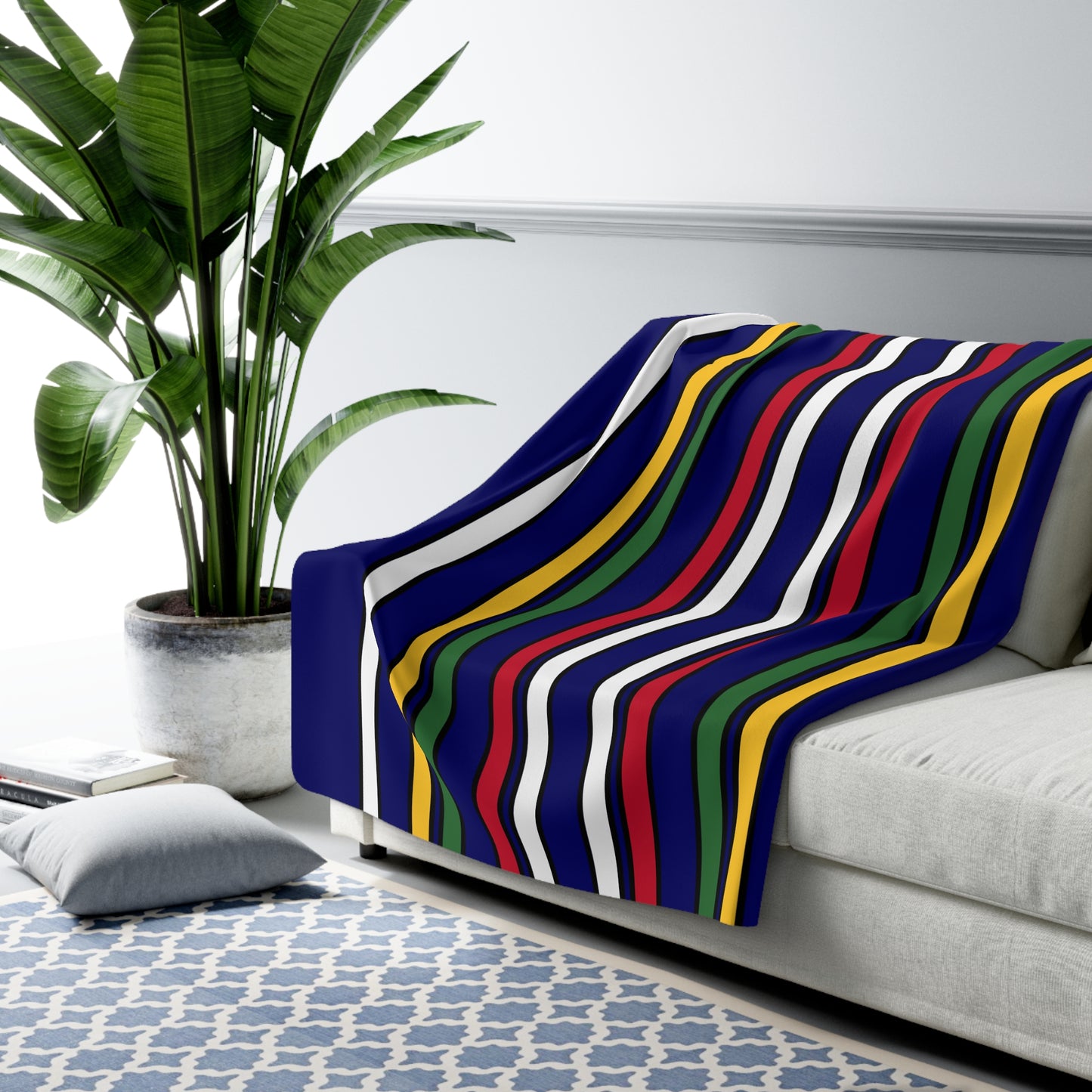 British Virgin Islands Retro Stripes Blanket Throw