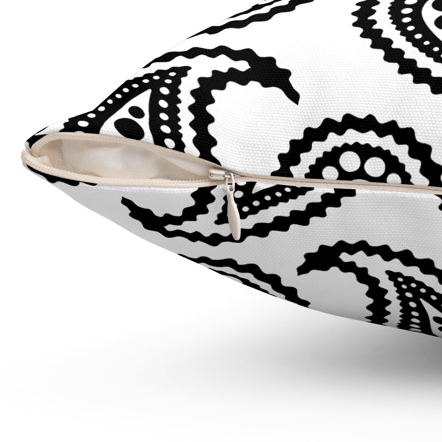 White, Black Retro Paisley Cushion Pillow