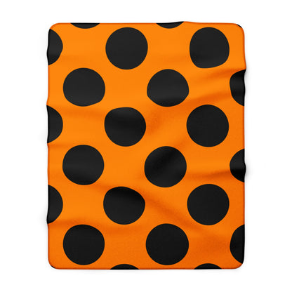 Dark Orange, Black Retro Polka Dots Blanket Throw