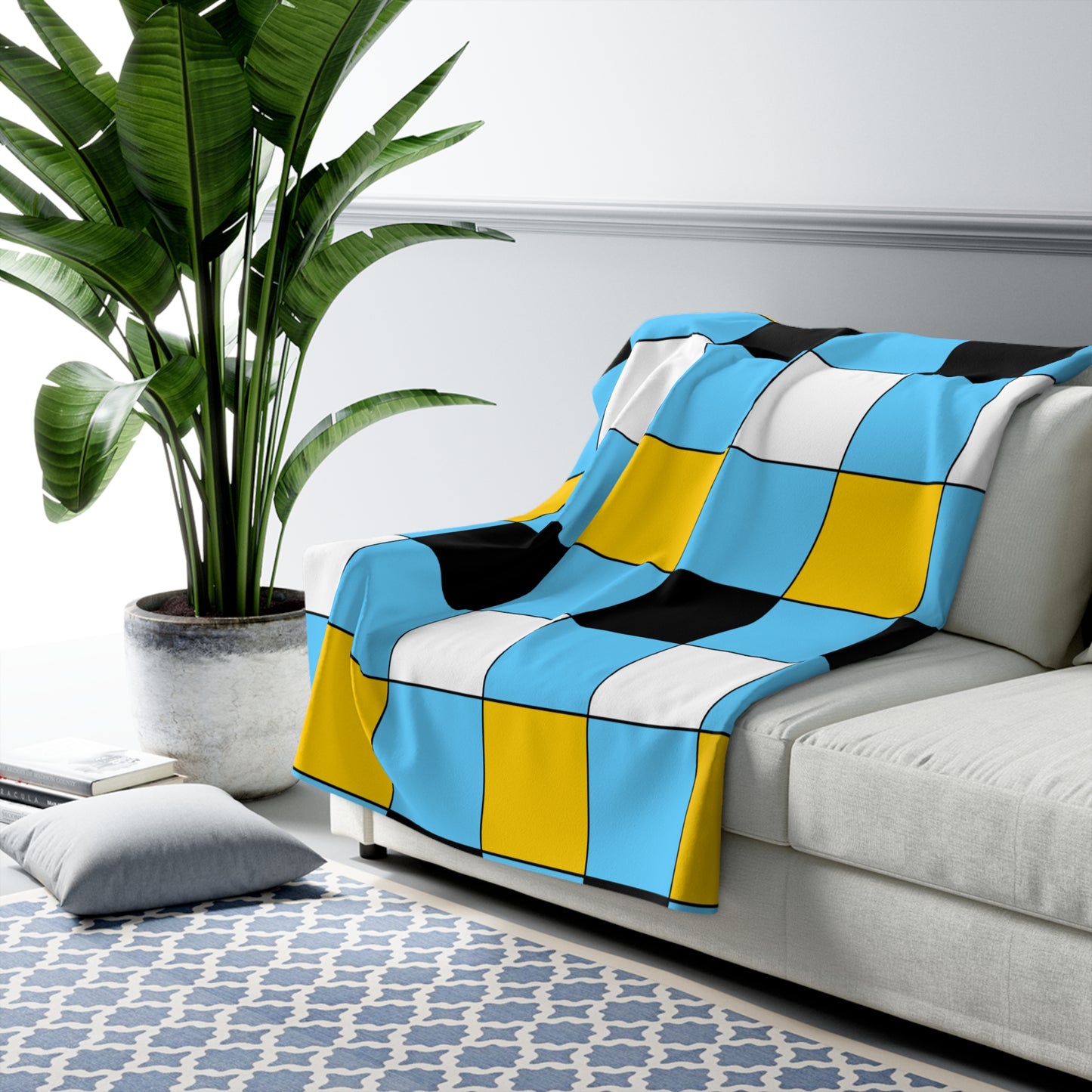 Saint Lucia Retro Check Blanket Throw