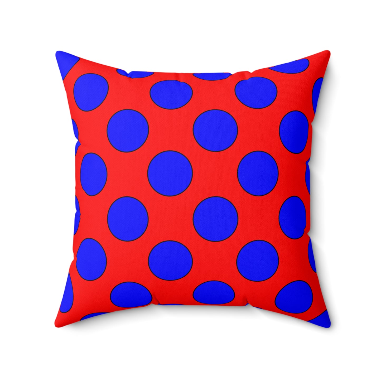 Red, Blue Retro Polka Dots Cushion Pillow