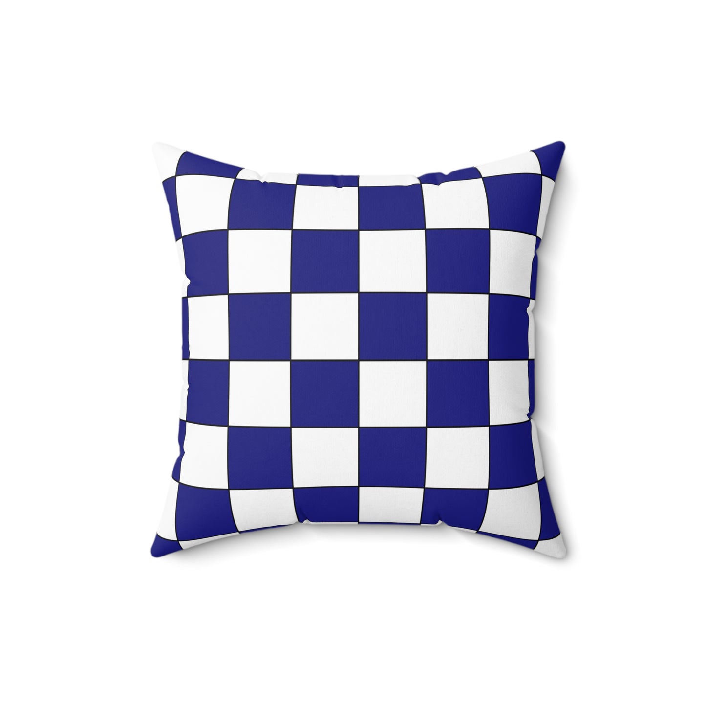 Navy Blue, White Retro Check Cushion Pillow
