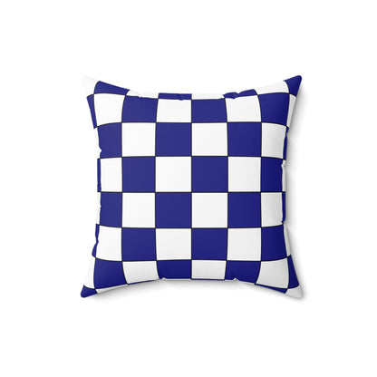 Navy Blue, White Retro Check Cushion Pillow