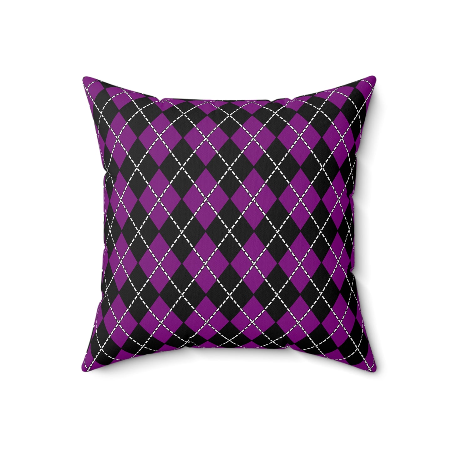 Purple, Black Retro Argyle Cushion Pillow