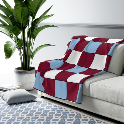 Claret, Blue, White Retro Check Blanket Throw