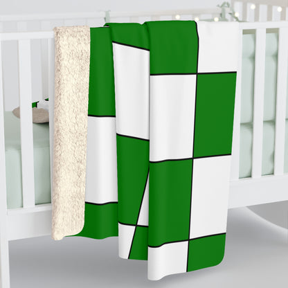 Green, White Retro Check Blanket Throw