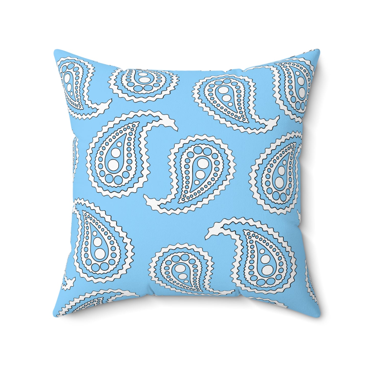Light Blue, White Retro Paisley Cushion Pillow