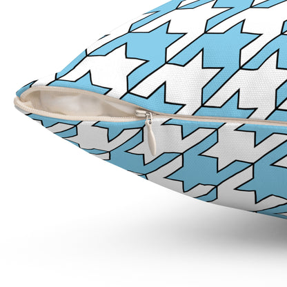 Sky Blue, White Retro Houndstooth Cushion Pillow