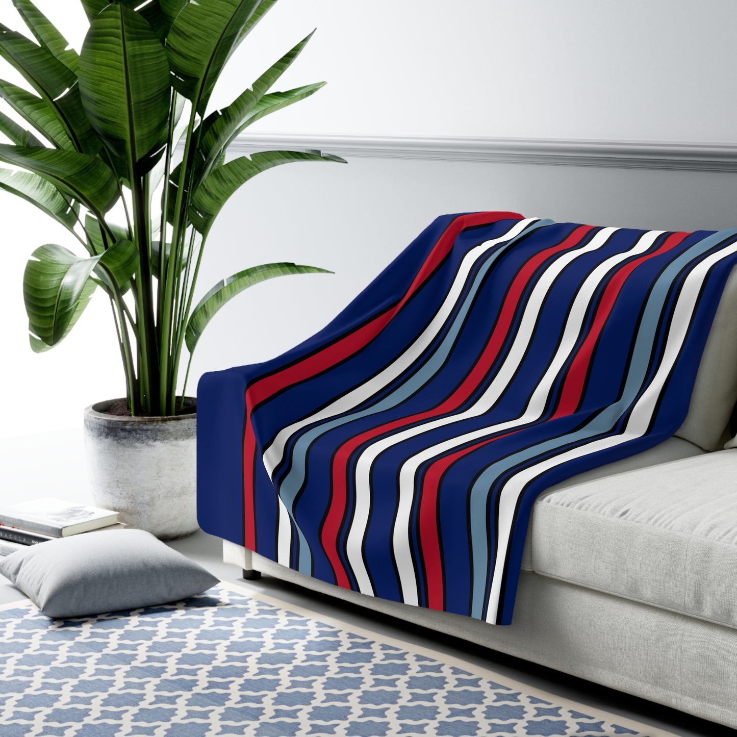 Falkland Islands Retro Stripes Blanket Throw