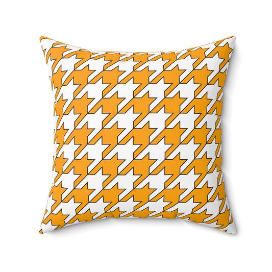 Orange, White Retro Houndstooth Cushion Pillow