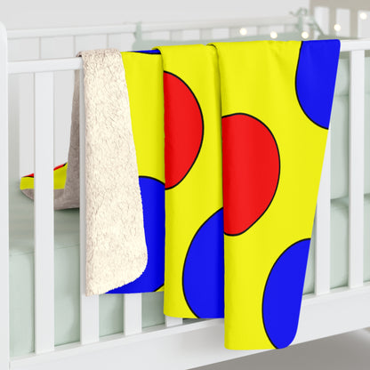 Yellow, Blue, Red Retro Polka Dots Blanket Throw