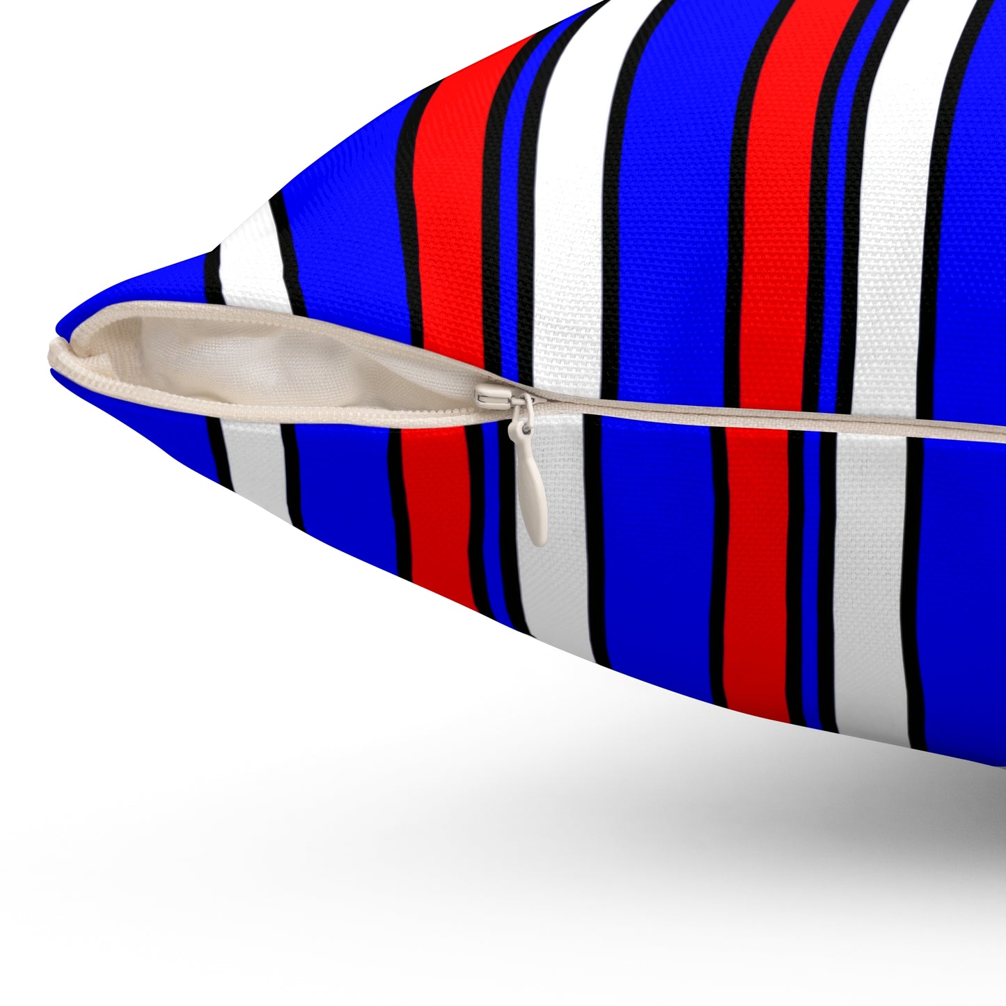 Blue, White, Red Retro Stripes Cushion Pillow
