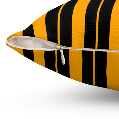Orange, Black Retro Stripes Cushion Pillow