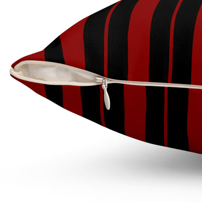 Dark Red, Black Retro Stripes Cushion Pillow