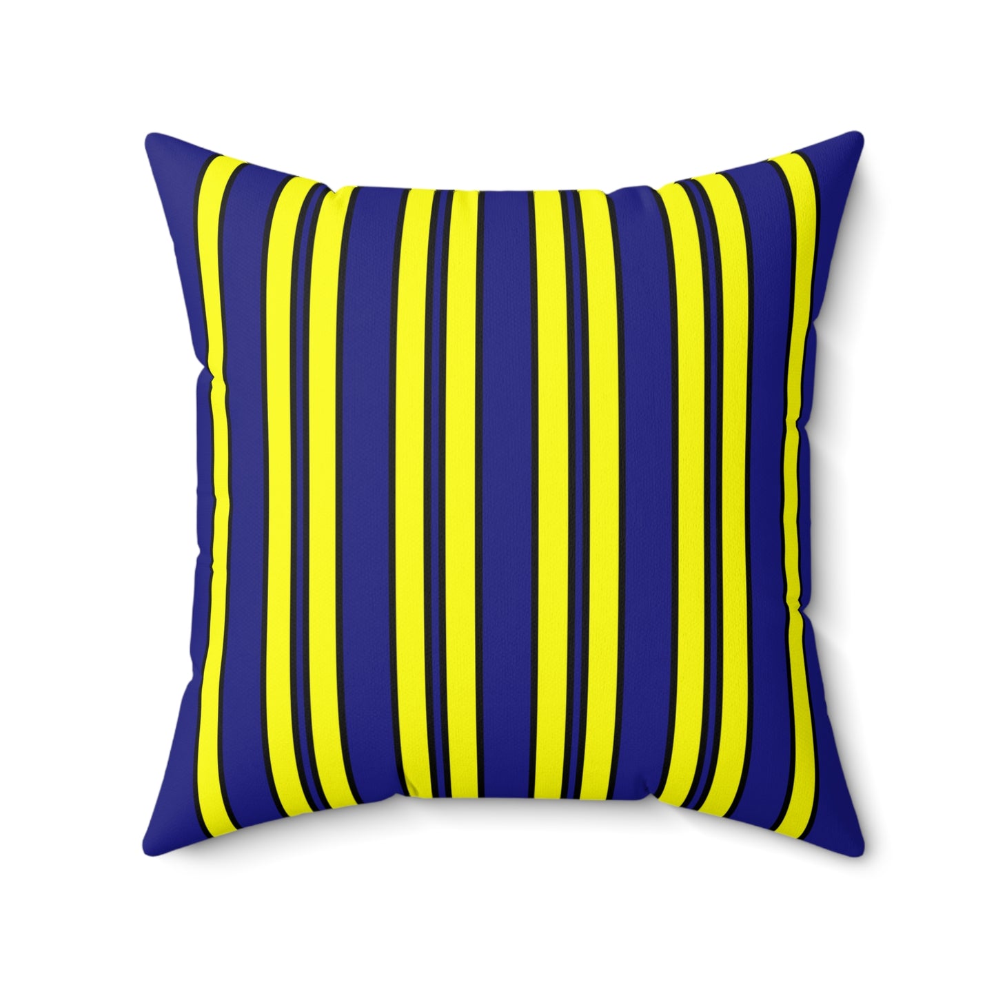 Navy Blue, Yellow Retro Stripes Cushion Pillow