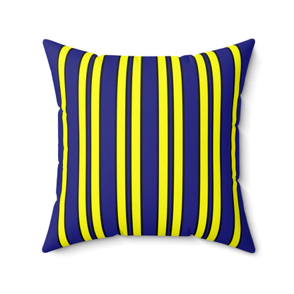 Navy Blue, Yellow Retro Stripes Cushion Pillow