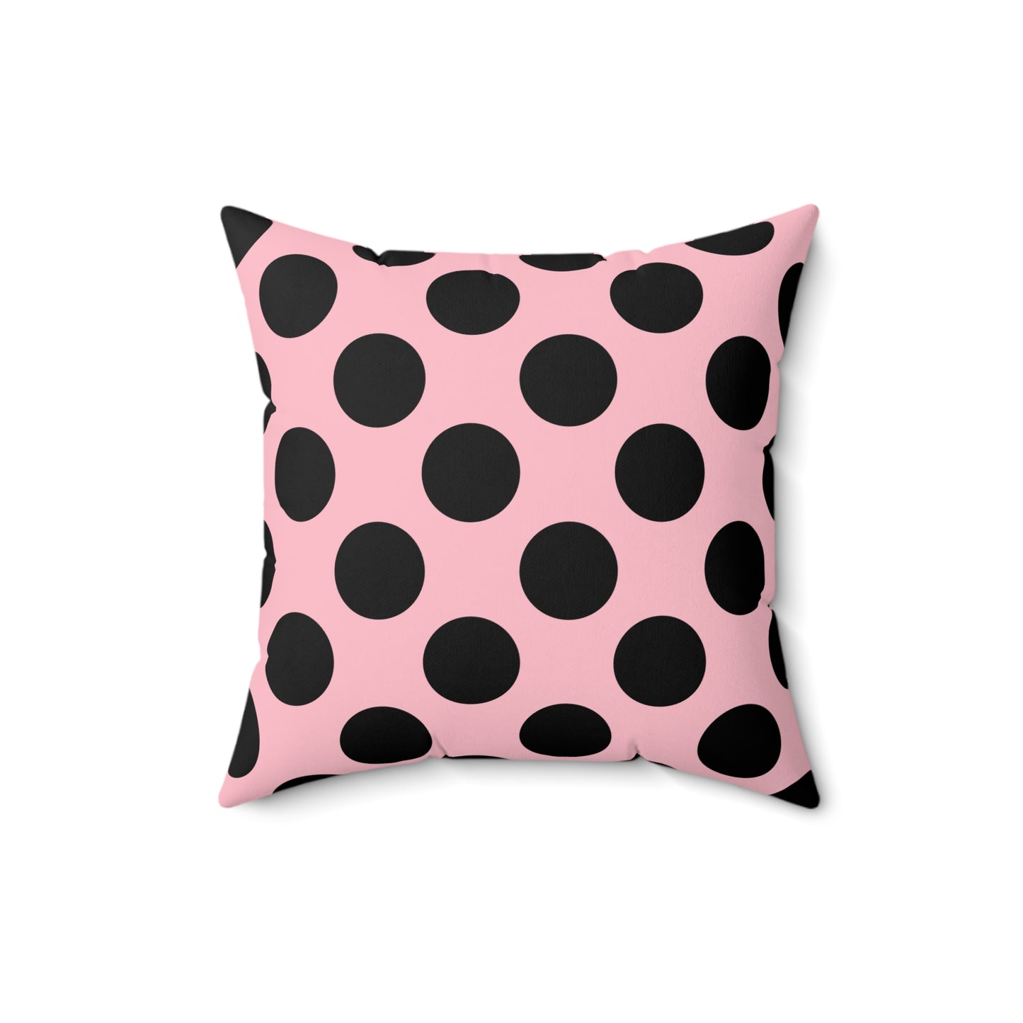 Pink, Black Retro Polka Dots Cushion Pillow