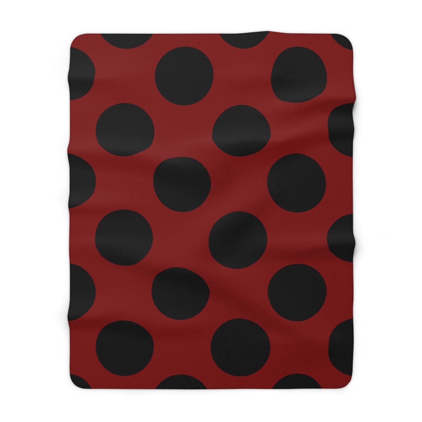 Maroon, Black Retro Polka Dots Blanket Throw