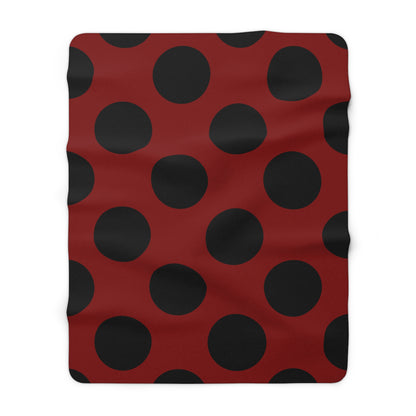 Maroon, Black Retro Polka Dots Blanket Throw